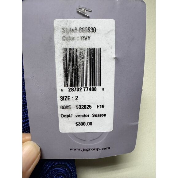 NWT - JS COLLECTIONS Short Sleeve Midi Dress Cobalt Blue/Black Soutache, Sz 2 - Picture 13 of 15